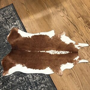 Brown and White Faux Cowhide Rug